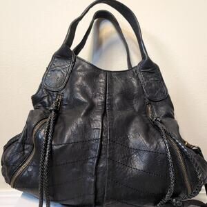 Black Leather Shoulder Bag Vintage Gothic